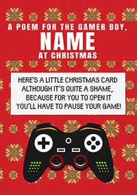 Gamer Boy Poem Personalised Christmas Card