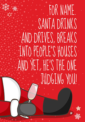 Santa's Judging Personalised Christmas Card