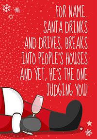 Tap to view Santa's Judging Personalised Christmas Card