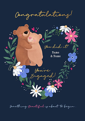 Cinnamon Bear Engagement Congratulations Card