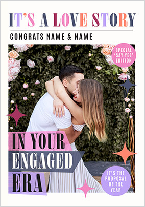 It's A Love Story Engagement Era Photo Card