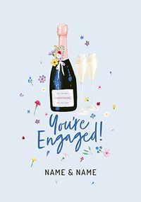 Tap to view Floral Champagne Engagement Card