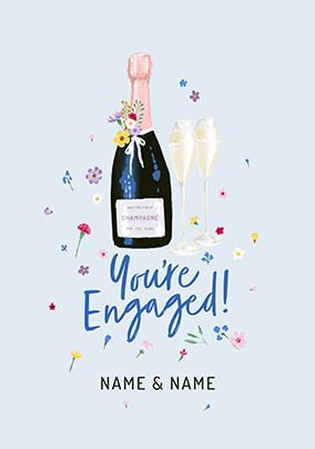 Photo of Floral Champagne Engagement Card