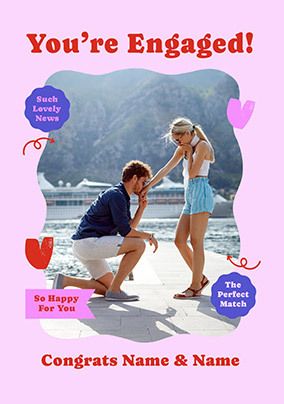Photo of Contemporary Stickers Engagement Photo Card