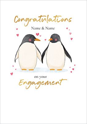 Photo of Penguin Couple Engagement Card