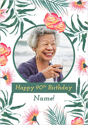 Happy 90th Birthday Floral Card