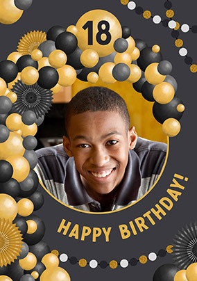 18th Black and Gold Birthday Card