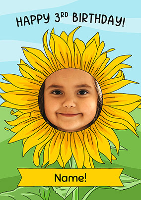 3rd Birthday Sunflower Photo Card