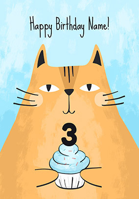 Cat 3rd Personalised Birthday Card