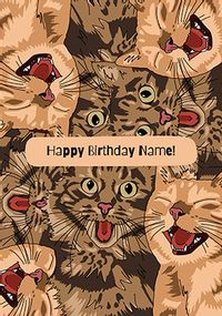 Tap to view Many Cat Faces personalised Birthday Card