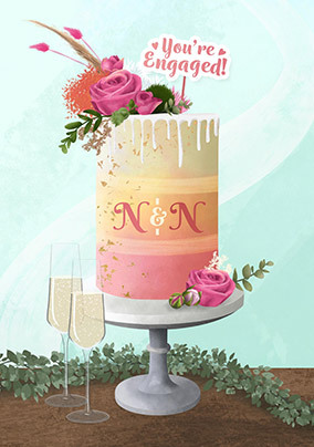 Coloured Tier Cake Engagement Card
