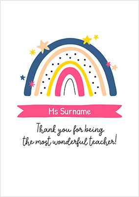 Ms Teacher Thank you Card