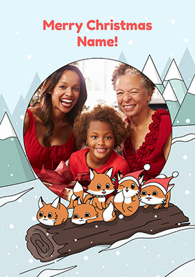 Cute Foxes Photo Christmas Card