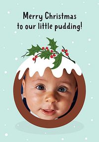 Little Pudding Cute Photo Christmas Card