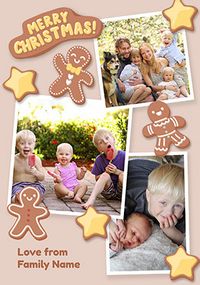 Gingerbread Men 3 Photo Christmas Card