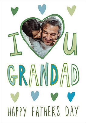 Love You Grandad Hearts Photo Father's Day Card