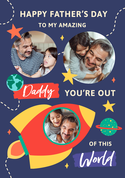 3 Photo Daddy Photo Father's day Card