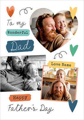 Wonderful Dad Father's Day 3 Photo Card