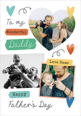 Wonderful Daddy Father's Day 3 Photo Card