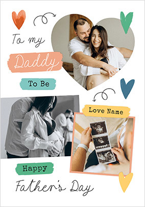 Wonderful Daddy To Be Father's Day 3 Photo Card