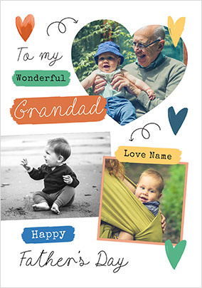 Wonderful Grandad Father's Day 3 Photo Card