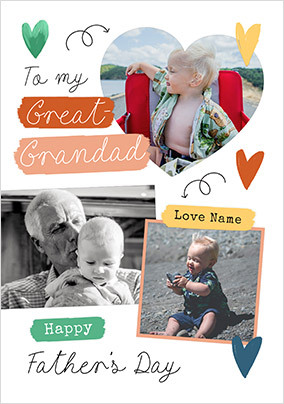 Wonderful Great Grandad Father's Day 3 Photo Card