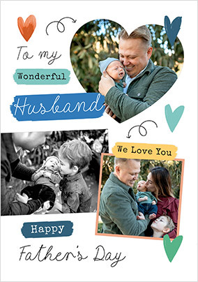 Wonderful Husband Father's Day 3 Photo Card