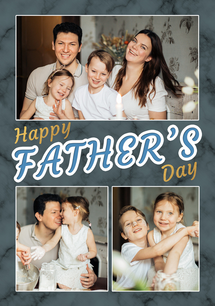 Happy Father's Day Marble 3 Photo Card