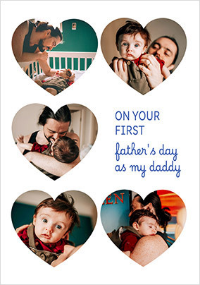 First Father's Day 5 Heart Photo Card