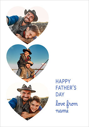 Happy Father's Day 3 Heart Photo Card