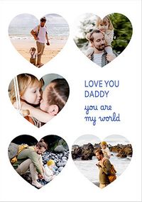 Tap to view Love You Daddy Father's Day 5 Heart Photo Card