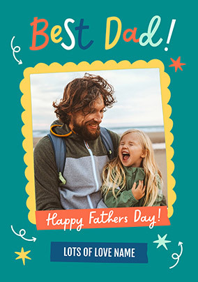 Best Dad Teal Photo Upload Card