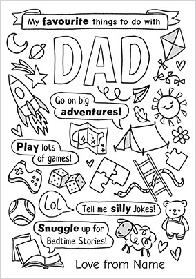 Colour in Portrait Father's Day Card for Dad