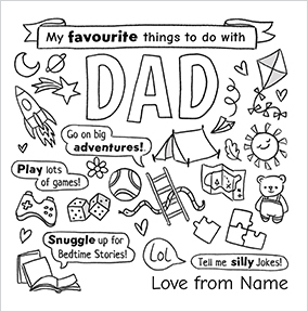 Colour in Square Father's Day Card for Dad