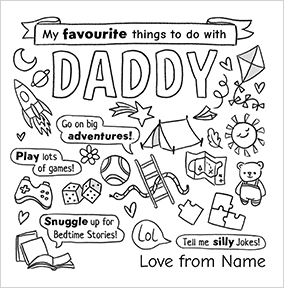 Colour in Square Father's Day Card for Daddy