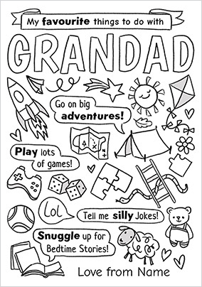 Colour in Portrait Father's Day Card for Grandad