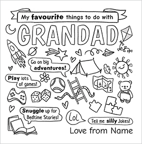 Colour in Square Father's Day Card for Grandad
