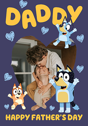 Bluey Daddy Father's Day Heart Photo Card
