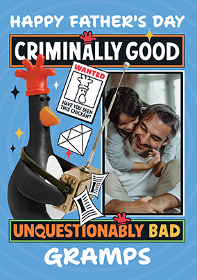 Wallace & Gromit Feathers Gramps Father's Day Photo Card