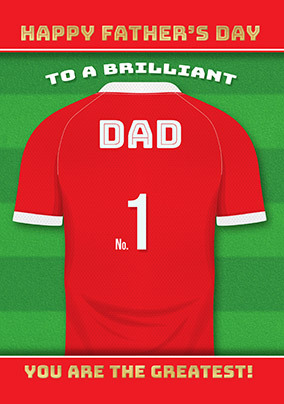 Red And White Dad Football Shirt Father's Day Card