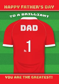 Tap to view Red And White Dad Football Shirt Father's Day Card