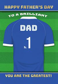 Tap to view Blue And White Dad Football Shirt Father's Day Card