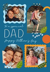 Tap to view Special Dad 4 Photo Blue Father's Day Card