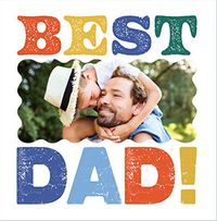 Tap to view Letterpress Best Dad Square Photo Father's Day Card