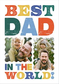Tap to view Letterpress Best Dad in the World 2 Photo Father's Day Card