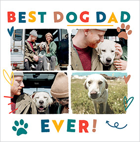Best Dog Dad 4 Photo Square Father's Day Card