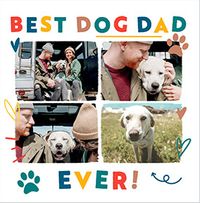 Tap to view Best Dog Dad 4 Photo Square Father's Day Card