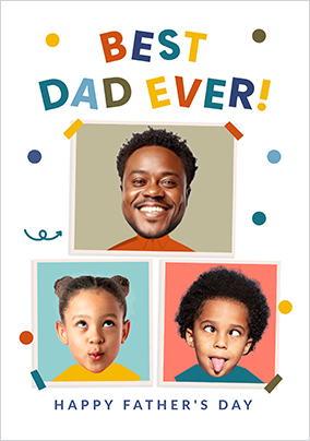 Funky Faces Best Dad Father's Day 3 Photo Card