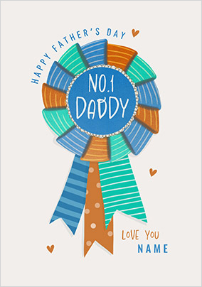 No.1 Daddy Rosette Father's Day Card