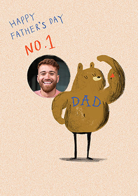 No1 1 Dad Bear Father's Day Photo Card